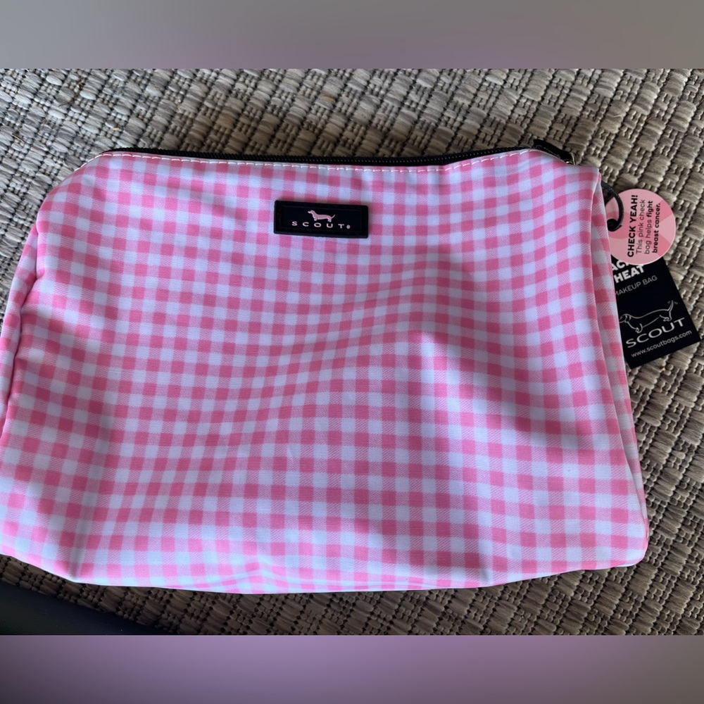 Scout Packin’ Heat makeup bag in Victoria Checkham pink gingham